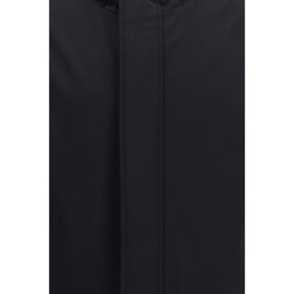 Hooded Windbreaker Jacket by Herno for men in polyester & nylon black features an stylish silhouette, showcasing a sophisticated hooded neckline and performance-driven pockets, hooded, insulated & windproof for a premium, stylish look.