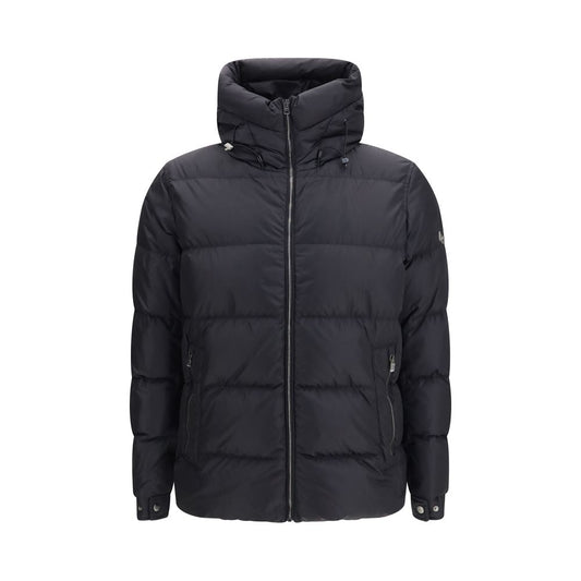 Hooded Puffer Jacket by Herno for men in polyamide & goose-down black & silver features an contemporary silhouette, showcasing a sophisticated hooded neckline and contemporary pockets, hooded, insulated & windproof for a truly refined look.