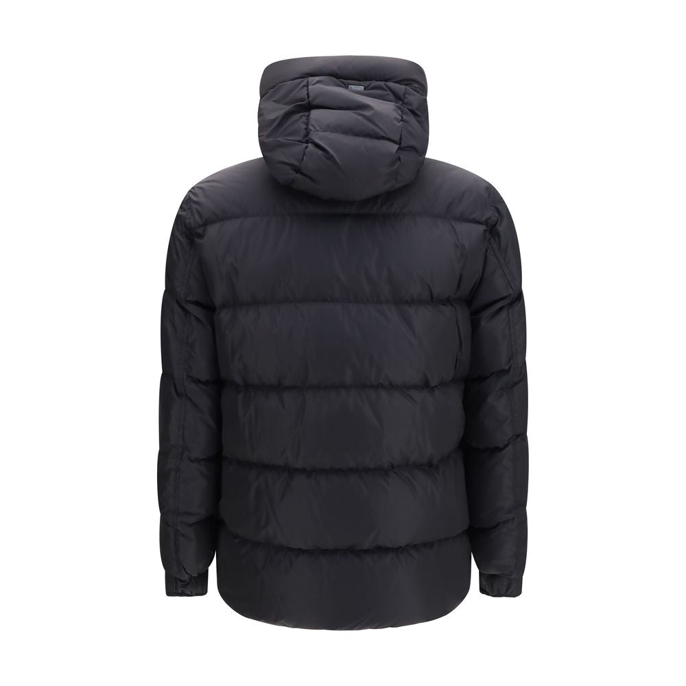 Hooded Puffer Jacket by Herno for men in polyamide & goose-down black & silver features a city-ready silhouette, detailed with pockets, hooded, insulated & windproof and a city-ready hooded neckline.
