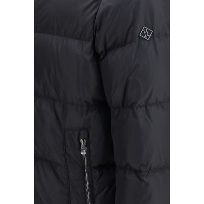 Hooded Puffer Jacket by Herno for men in polyamide & goose-down black & silver features a dramatic silhouette, showcasing a sophisticated hooded neckline and distinctive pockets, hooded, insulated & windproof for a dramatic aesthetic.