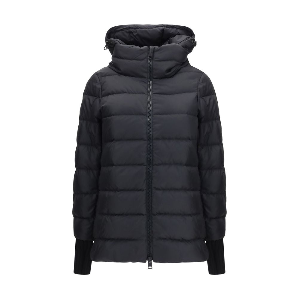 Hooded Puffer Jacket by Herno for women in polyester black presents a effortlessly chic silhouette, showcasing a sophisticated hooded neckline and premium pockets, hooded & insulated for a truly effortlessly chic finish.