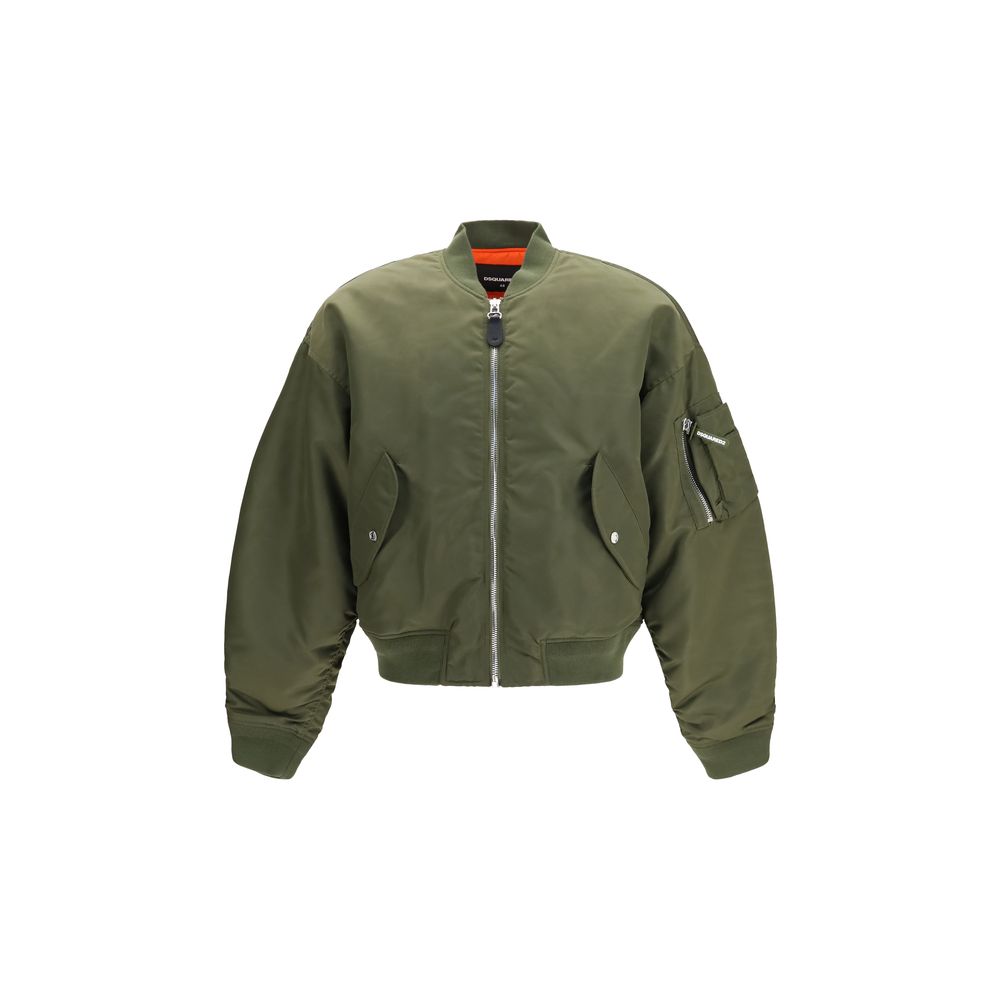 Bomber Jacket by Dsquared² for men in nylon polyester satin bicolour features an contemporary silhouette, showcasing a sophisticated and contemporary pockets for a truly refined look.