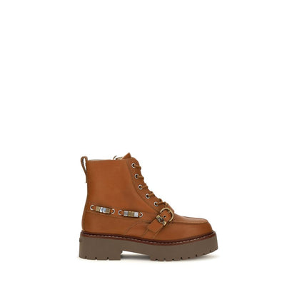 Platform Lace-Up Ankle Strap Boots by PINKO for women in bos taurus calf leather brown features an effortless chic silhouette from the Love Birds Women's Bos Taurus Calf Leather Platform Lace-Up Ankle Strap Boots collection, showcasing a effortless chic platform and refined for an effortless chic look.
