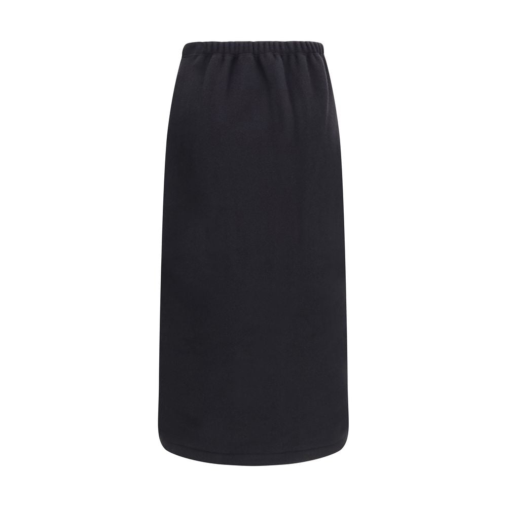 Skirt by RIER for women in wool black & natural showcases a sultry silhouette, elegantly defined by its midi and the sophisticated sultry design of the Women's Wool Midi Skirt.