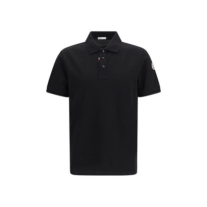 Polo Shirt by Moncler for men in cotton black features a eye catching silhouette, showcasing a refined and short-sleeve for a eye catching finish.