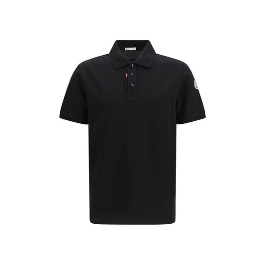 Polo Shirt by Moncler for men in cotton black features a eye catching silhouette, showcasing a refined and short-sleeve for a eye catching finish.
