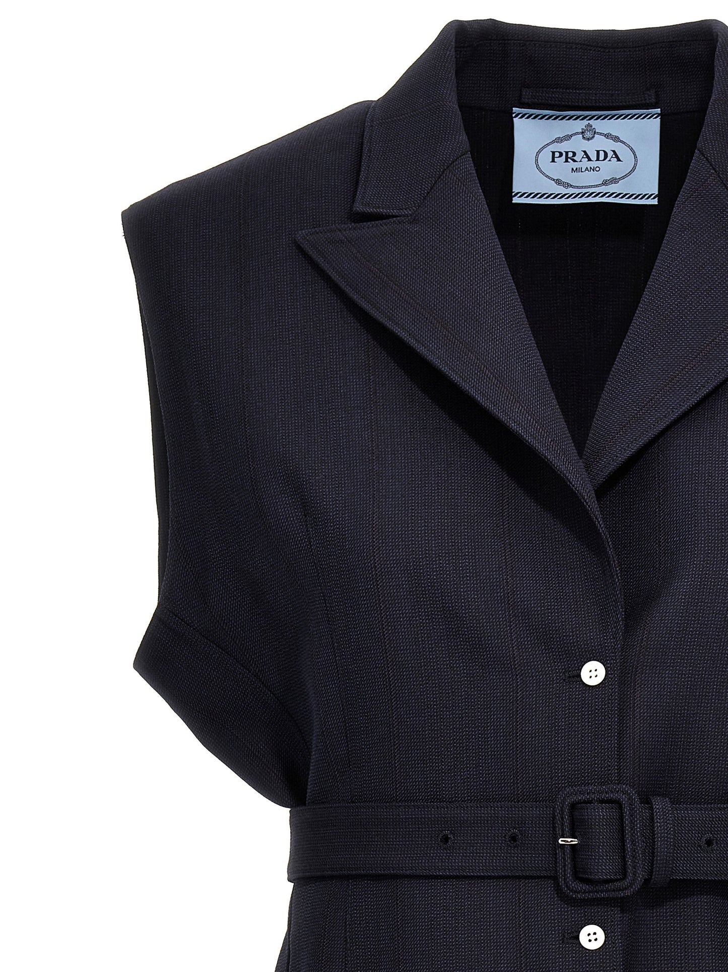 Prada Blue Virgin Wool Sleeveless Jacket