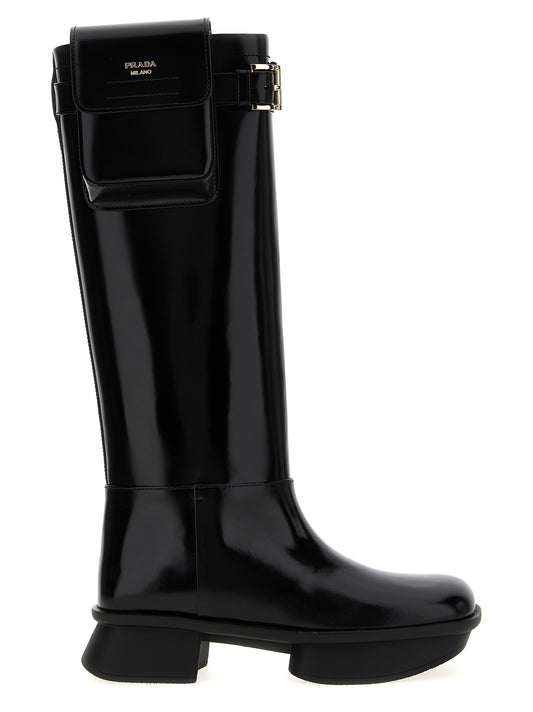 Prada Black Calfskin Over The Knee