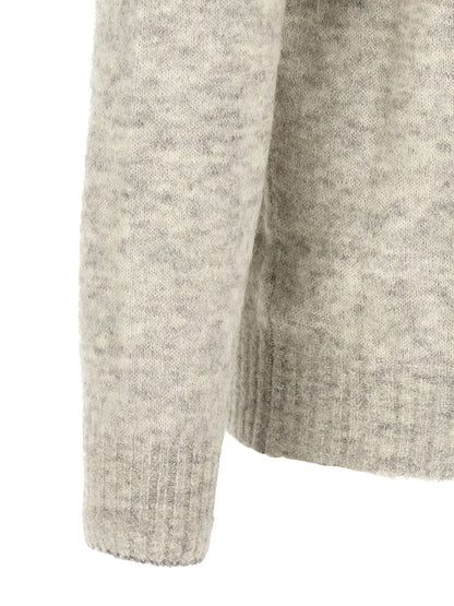 Brunello Cucinelli Gray Alpaca Leather Cardigan