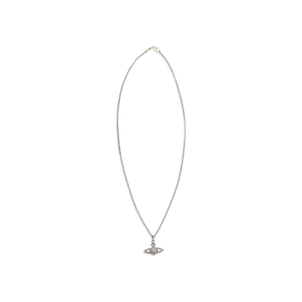 Necklace by Vivienne Westwood for women in modal & cotton silver & signature showcases a dynamic silhouette, artfully highlighting the chain necklace design from the Orb Women's Silver Brass Necklace collection for a dynamic aesthetic.