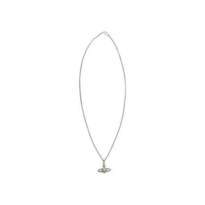 Necklace by Vivienne Westwood for women in modal & cotton silver & signature showcases a dynamic silhouette, artfully highlighting the chain necklace design from the Orb Women's Silver Brass Necklace collection for a dynamic aesthetic.