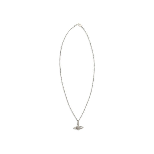 Necklace by Vivienne Westwood for women in modal & cotton silver & signature showcases a dynamic silhouette, artfully highlighting the chain necklace design from the Orb Women's Silver Brass Necklace collection for a dynamic aesthetic.