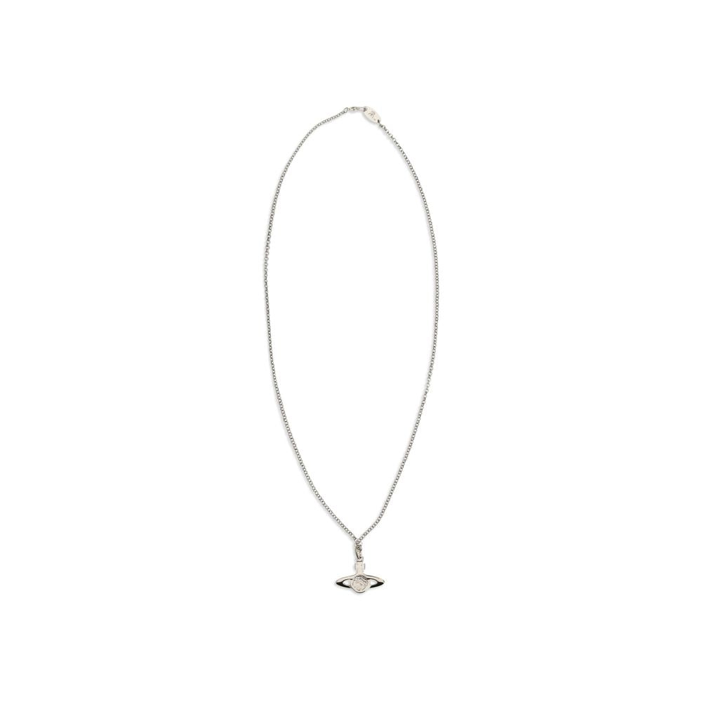 Necklace by Vivienne Westwood for women in modal & cotton silver & signature presents a artisanal silhouette, artfully highlighting the chain necklace design and artisanal Orb Women's Silver Brass Necklace aesthetic for a sophisticated finish.
