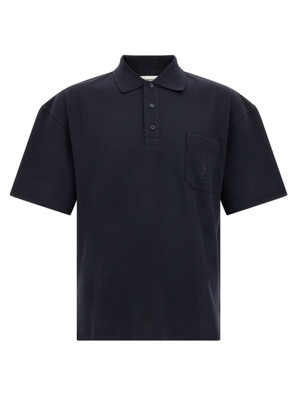 Saint Laurent Blue Cotton Polo Shirt