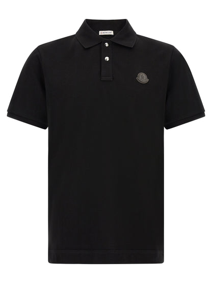 Moncler Black Leather Polo Shirt