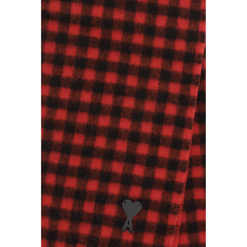 Scarf by Ami Paris for men in merino wool & leather multicolor & checked showcases a warm silhouette from the Merino Wool & Leather Fringes Scarf collection, offering a warm drape that exudes sophisticated luxury.