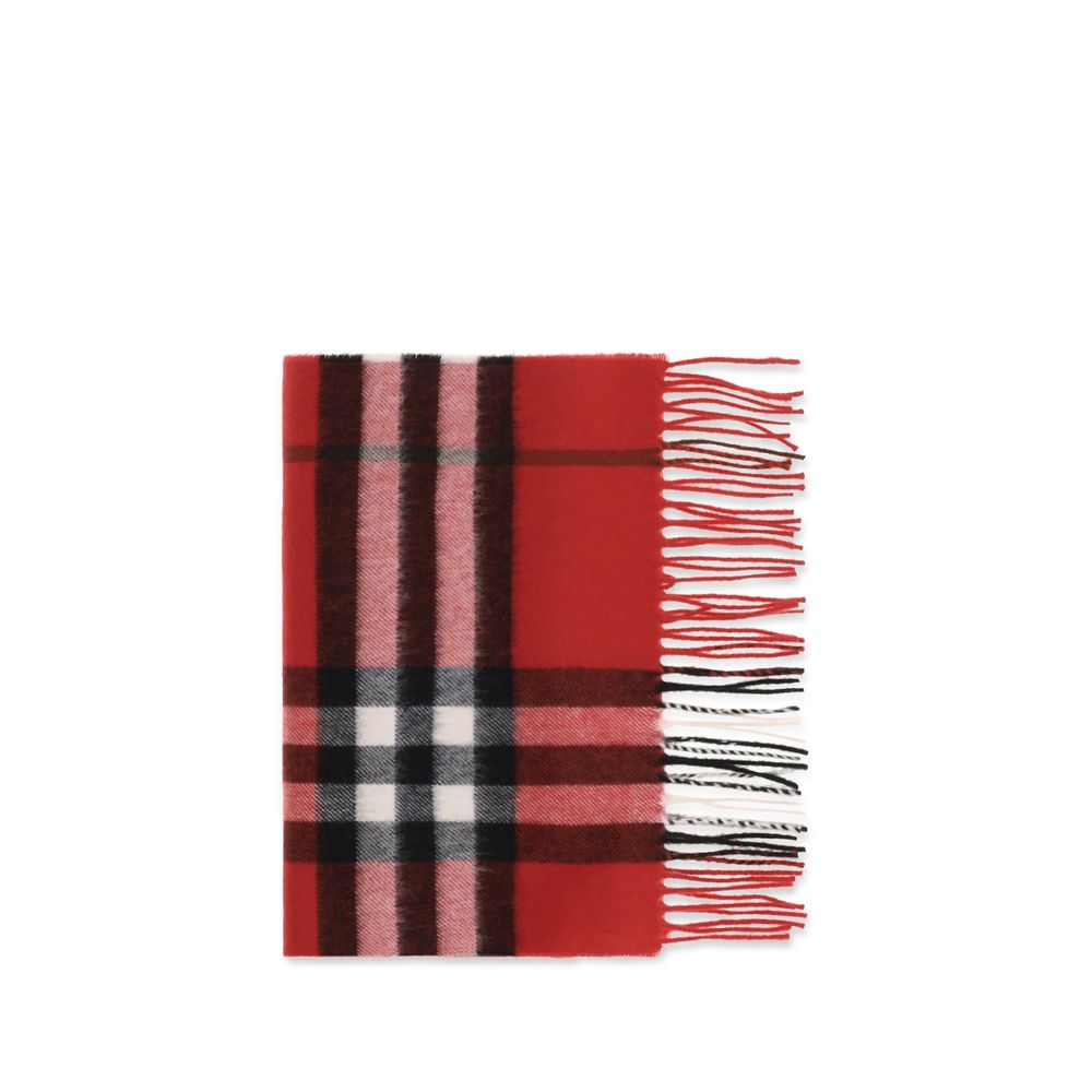 Scarf by Burberry for women in cashmere & capra leather multicolor & patterned features a timeless silhouette, artfully capturing the essence of the timeless Cashmere & Capra Leather Shawl Fringes Scarf design for a sophisticated look.