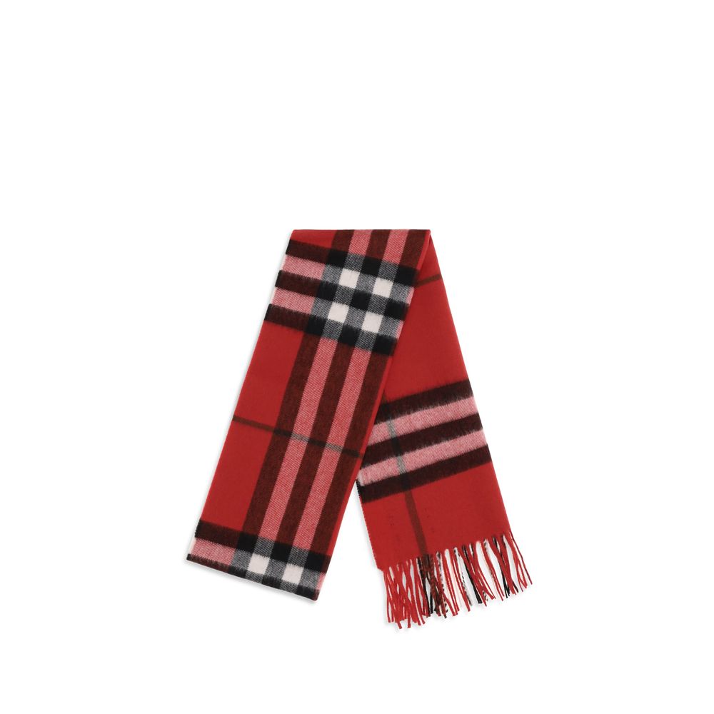 Scarf by Burberry for women in cashmere & capra leather multicolor & patterned features a snug silhouette, perfectly showcasing the elegant drape and premium finish of the Cashmere & Capra Leather Shawl Fringes Scarf.