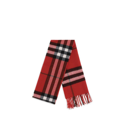 Scarf by Burberry for women in cashmere & capra leather multicolor & patterned features a snug silhouette, perfectly showcasing the elegant drape and premium finish of the Cashmere & Capra Leather Shawl Fringes Scarf.
