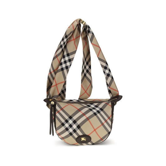 Shoulder Bag by Burberry for women in silk twill & leather beige showcases a enviable silhouette, artfully detailed with a secure zipper, organized built-in-compartments, and versatile shoulder-strap for a enviable look.