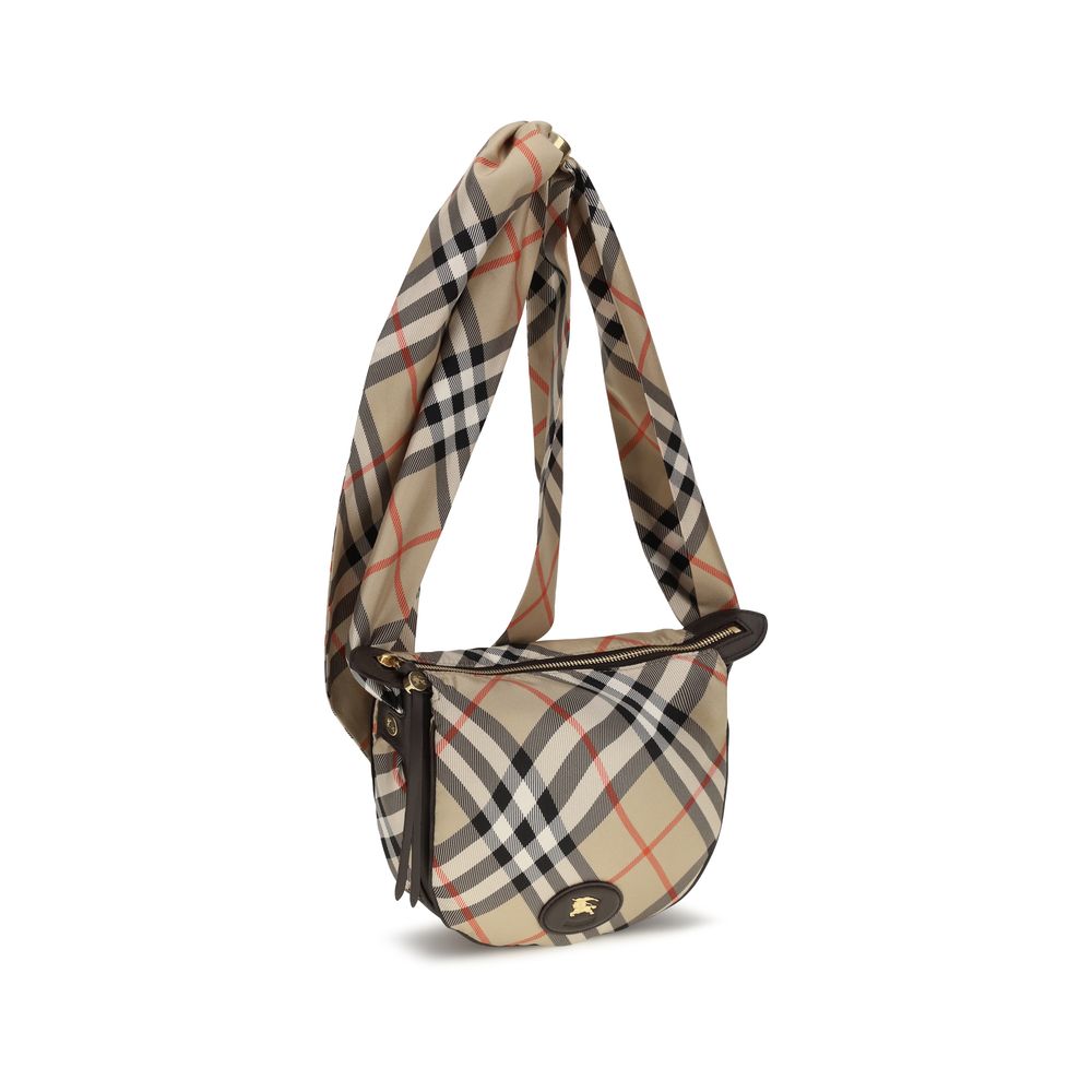Shoulder Bag by Burberry for women in silk twill & leather beige features a effortless chic silhouette with a secure zipper, ample built-in-compartments, and versatile shoulder-strap for a effortless chic finish.