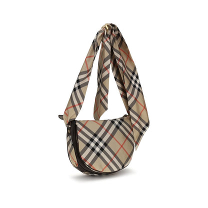Shoulder Bag by Burberry for women in silk twill & leather beige features a distinguished silhouette, showcasing a secure zipper and distinguished built-in-compartments with versatile shoulder-strap for a distinguished finish.
