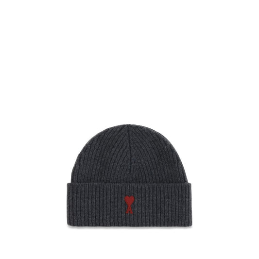 Beanie Hat by Ami Paris for men in merino wool gray & signature features a athleisure-luxe silhouette, artfully capturing the essence of the athleisure-luxe Merino Wool Beanie Hat design for a sophisticated look.