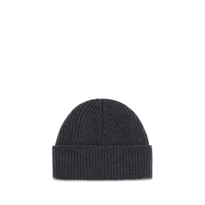Beanie Hat by Ami Paris for men in merino wool gray & signature features a refined silhouette, showcasing the refined design of the Merino Wool Beanie Hat for a sophisticated look.