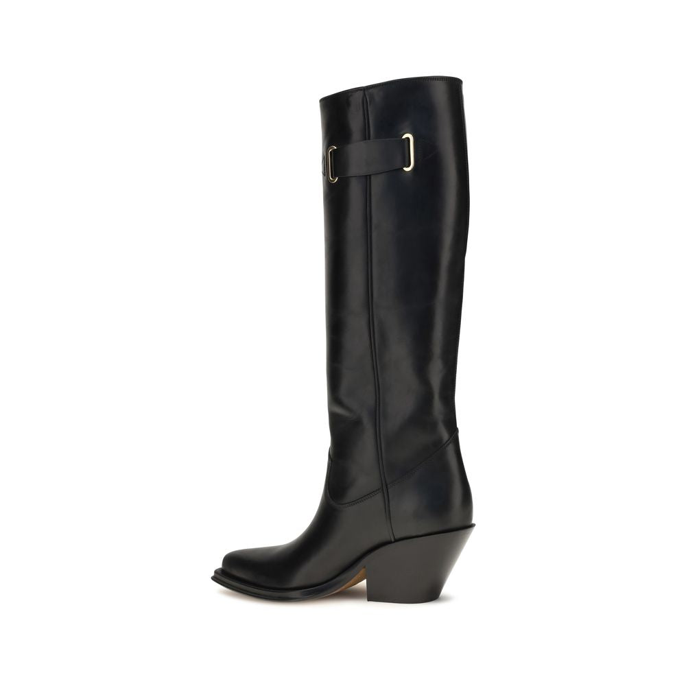Cowboy Over-The-Knee Boots by Chloé for women in bos taurus calf leather black & floral features an high-performance silhouette, showcasing the sophisticated design of the Women's Bos Taurus Calf Leather Cowboy Over-The-Knee Boots with a and a refined pointed toe style.