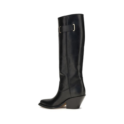 Cowboy Over-The-Knee Boots by Chloé for women in bos taurus calf leather black & floral features an high-performance silhouette, showcasing the sophisticated design of the Women's Bos Taurus Calf Leather Cowboy Over-The-Knee Boots with a and a refined pointed toe style.