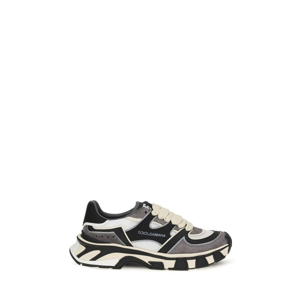 Sneakers by Dolce & Gabbana for men in polyester & bos taurus calf leather gray features an versatile design from the Men's Chunky Polyester & Bos Taurus Calf Leather Sneakers collection, highlighting a versatile chunky style for a premium, high-fashion look.