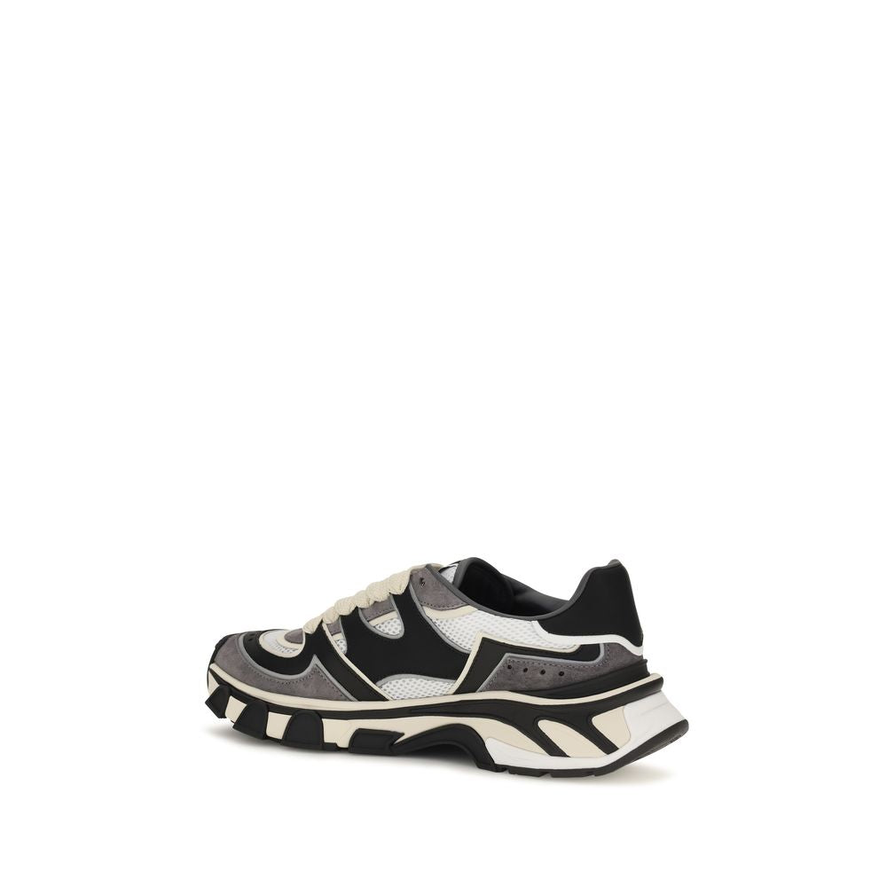 Sneakers by Dolce & Gabbana for men in polyester & bos taurus calf leather gray presents a on trend silhouette from the Men's Chunky Polyester & Bos Taurus Calf Leather Sneakers collection, showcasing a on trend chunky style for an elevated aesthetic.