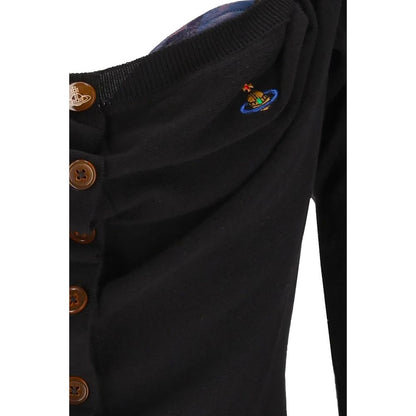 Top by Vivienne Westwood for women in silk & merino wool amber, black & tartan showcases a edgy silhouette, elegantly detailed with a edgy and .