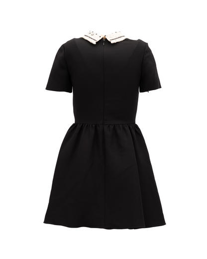 Valentino Garavani Black Mini Dress with Embellished Collar