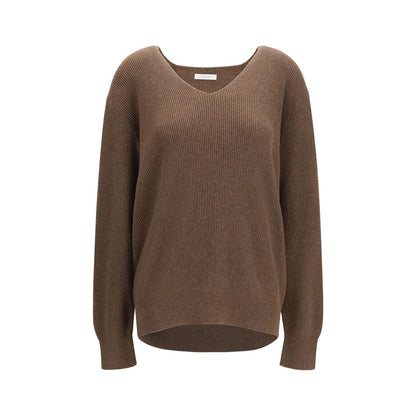 Sweatshirt by The Row for women in cashmere & cotton brown features an magnificent silhouette, showcasing a sophisticated v-neck neckline and long-sleeve detail for a truly magnificent finish.