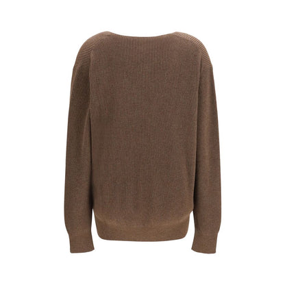 Sweatshirt by The Row for women in cashmere & cotton brown features an exquisite silhouette, showcasing and v-neck neckline details for a exquisite look.