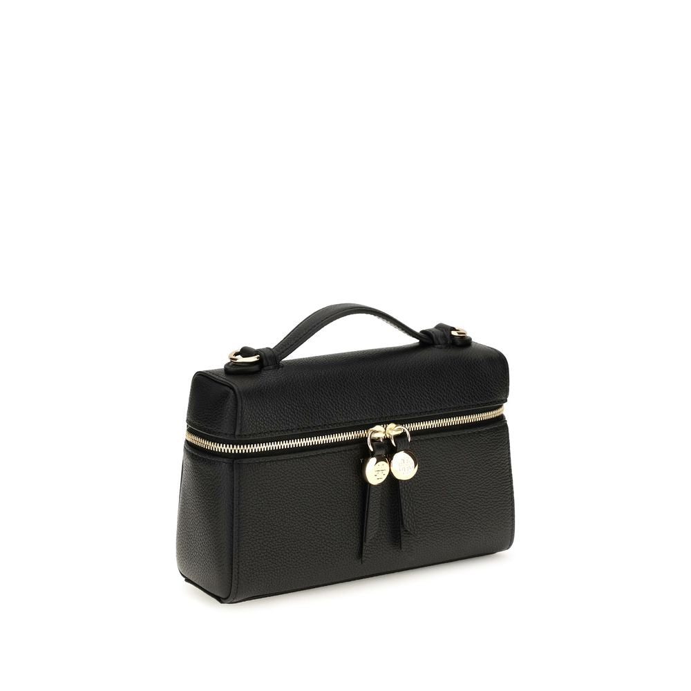 Mini Crossbody Handbag by Tory Burch for women in bos taurus suede calf leather black features a exquisite silhouette, showcasing a secure zipper and exquisite cardholder with versatile crossbody-strap, handle & adjustable-strap for a exquisite finish.