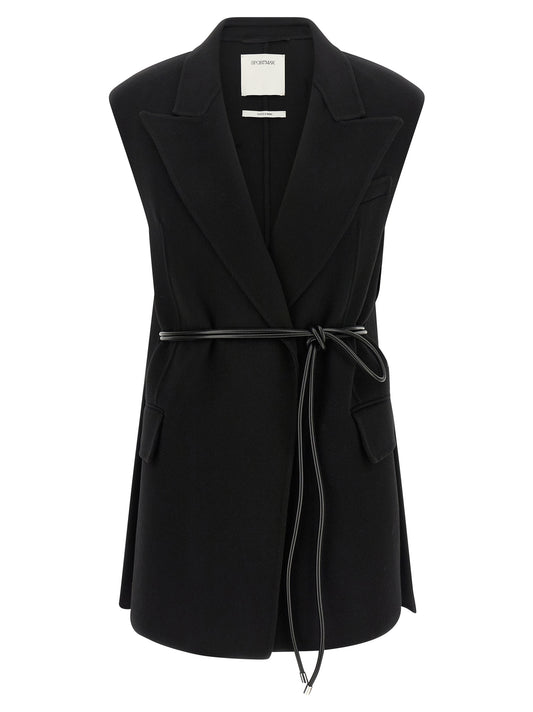 Blazer by Sportmax for women in virgin wool black showcases a discerning silhouette, elegantly detailed with a sophisticated and premium for a truly discerning finish.