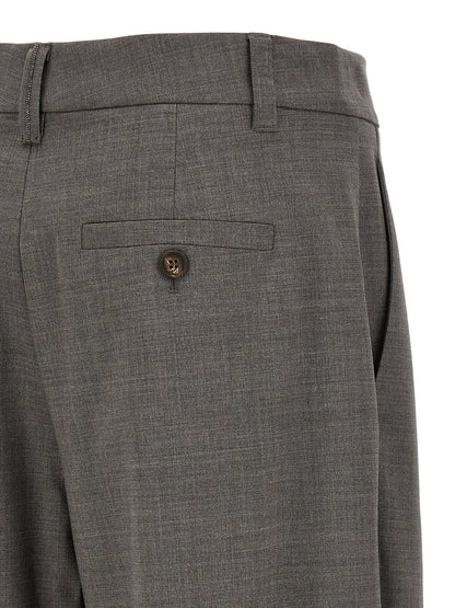 Brunello Cucinelli Gray Virgin Wool Cropped Pants