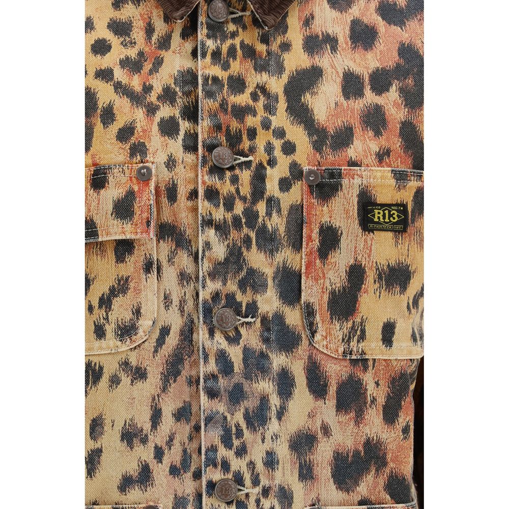 Overcoat by R13 for women in velvet cotton multicolor & print features an voluminous silhouette, showcasing distinct pockets and a voluminous for a truly voluminous aesthetic.