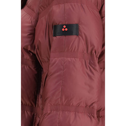 Hooded Overcoat by Peuterey for women in polyester goose-down & fox fur purple showcases a enveloping silhouette, detailed with distinctive pockets, hooded & insulated and a enveloping hooded neckline.