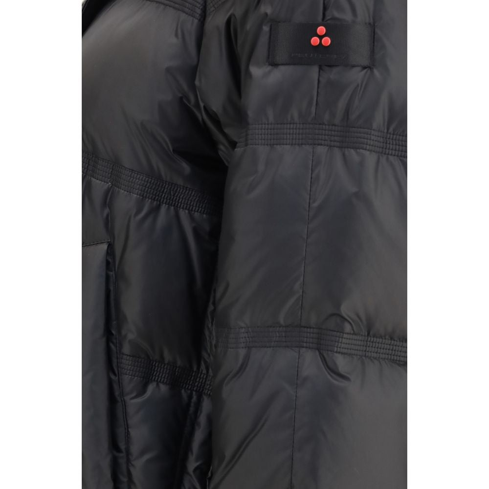 Hooded Overcoat by Peuterey for women in polyester goose-down & fox fur black features an voluminous silhouette, showcasing distinct pockets, hooded & insulated and a voluminous hooded neckline for a truly voluminous aesthetic.