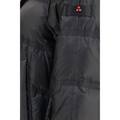 Hooded Overcoat by Peuterey for women in polyester goose-down & fox fur black features an voluminous silhouette, showcasing distinct pockets, hooded & insulated and a voluminous hooded neckline for a truly voluminous aesthetic.