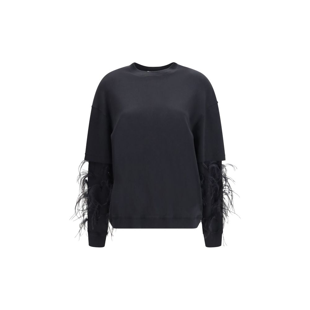 Sweatshirt by Darkpark for women in cotton black features an magnificent silhouette, showcasing a sophisticated round neckline and detail for a truly magnificent finish.