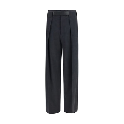 Trousers by Darkpark for women in polyester leather & merino wool gray presents a perennial silhouette, meticulously tailored with a straight-leg & regular-fit cut, long finish, and an elegant high rise.