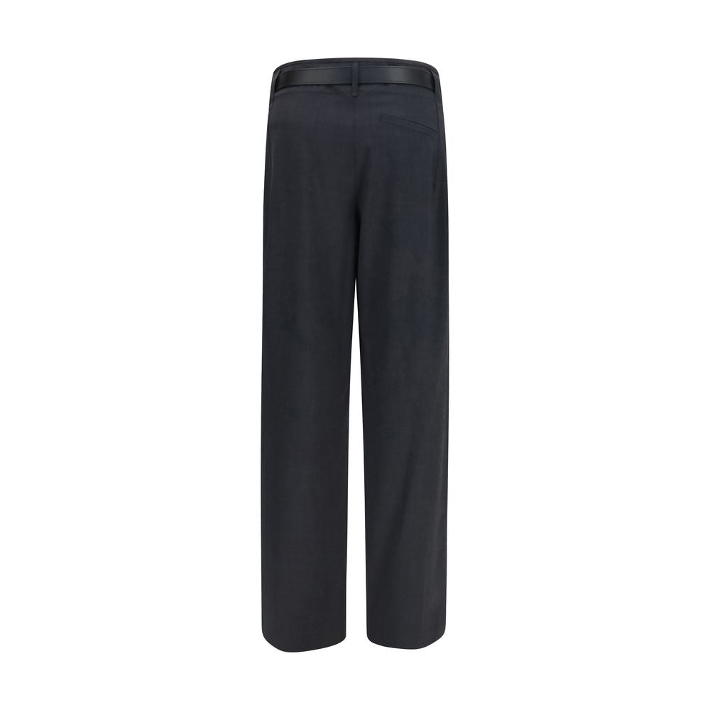 Trousers by Darkpark for women in polyester leather & merino wool gray features a tailored silhouette with a tailored straight-leg & regular-fit, defined by its long and a sophisticated high rise.
