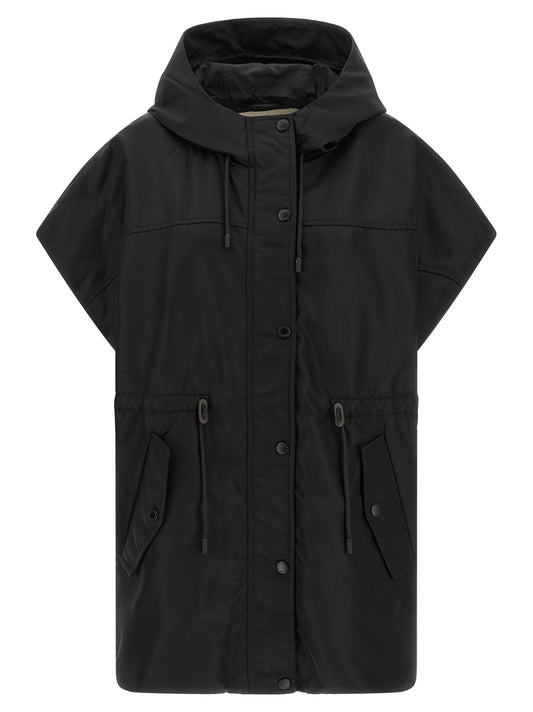 Hooded Vest by Max Mara for women in polyamide black features an contemporary silhouette, showcasing refined pockets & hooded and a contemporary hooded neckline for a sophisticated layered look.