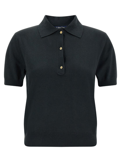 S Max Mara Black Cotton Polo Shirt