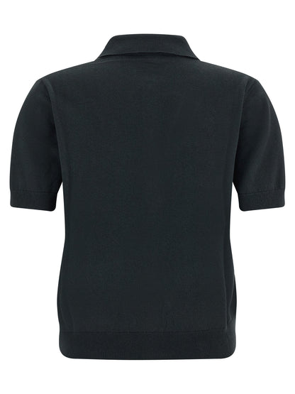 S Max Mara Black Cotton Polo Shirt