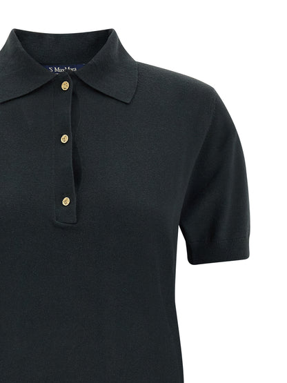 S Max Mara Black Cotton Polo Shirt